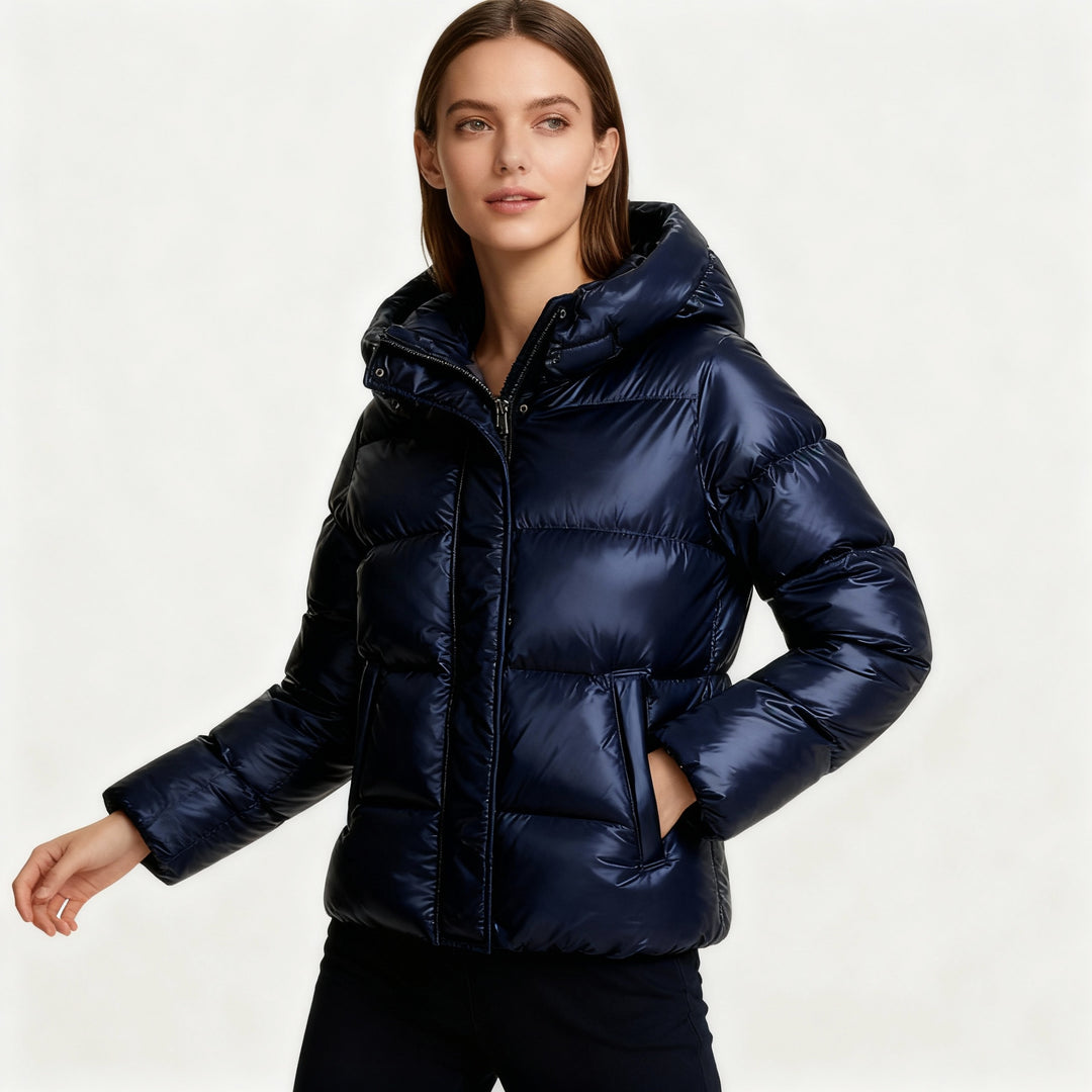 Damen Ultraleichte Steppjacke mit Kapuze und Taschen Fudus