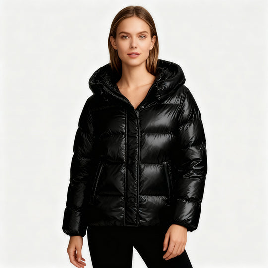 Damen Ultraleichte Steppjacke mit Kapuze und Taschen Fudus