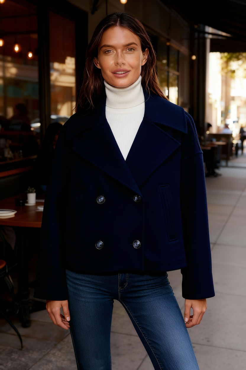 Elegante Kurzschnitt Zweireiher Klassik Damen Kurzjacke