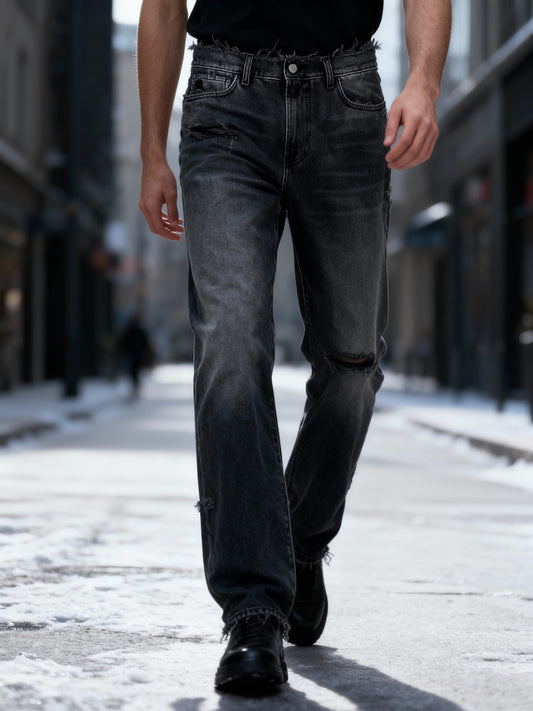 Fudus Herren Jeans - Gewaschen Retro Amerikanischer Stil
