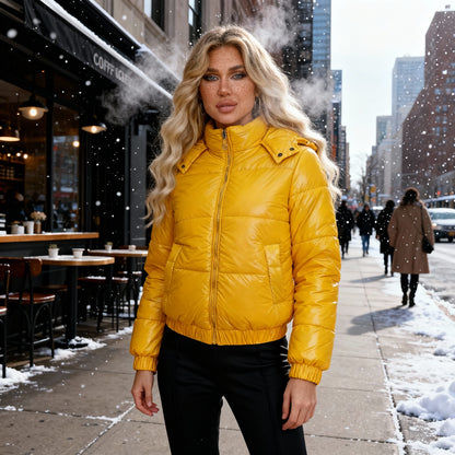 Damen Glänzende Winterjacke