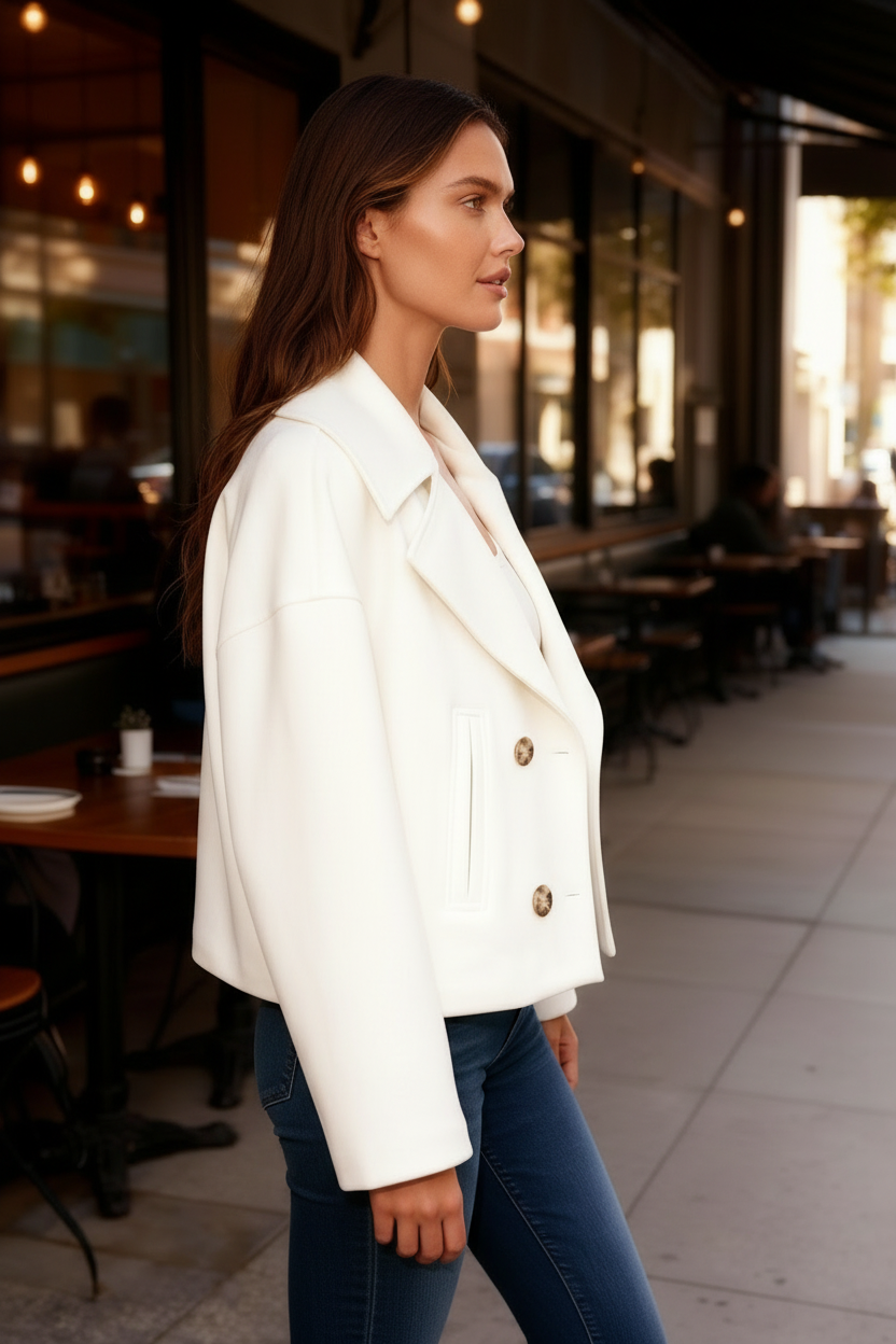 Elegante Kurzschnitt Zweireiher Klassik Damen Kurzjacke