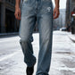 Fudus Herren Jeans - Gewaschen Retro Amerikanischer Stil