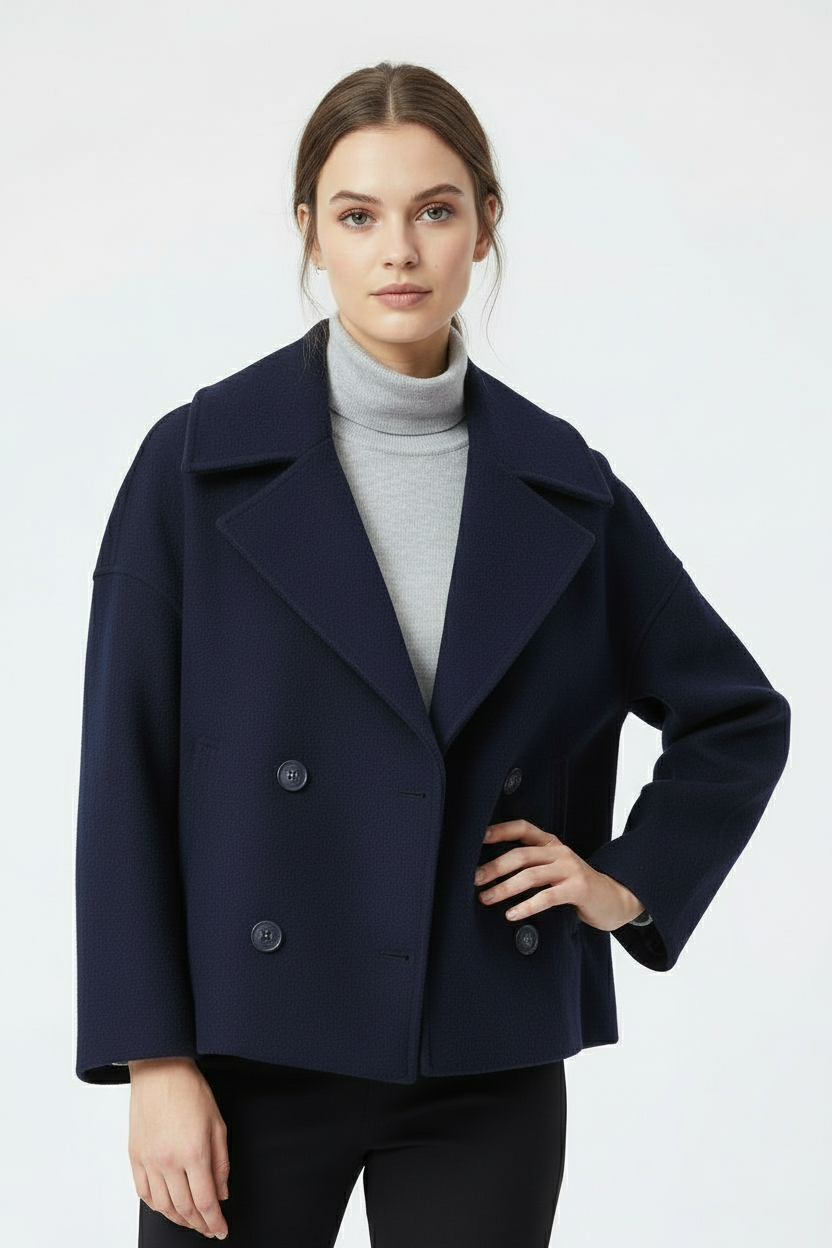 Feine Kurzschnitt Zweireiher Komfortstil Damen Kurzjacke