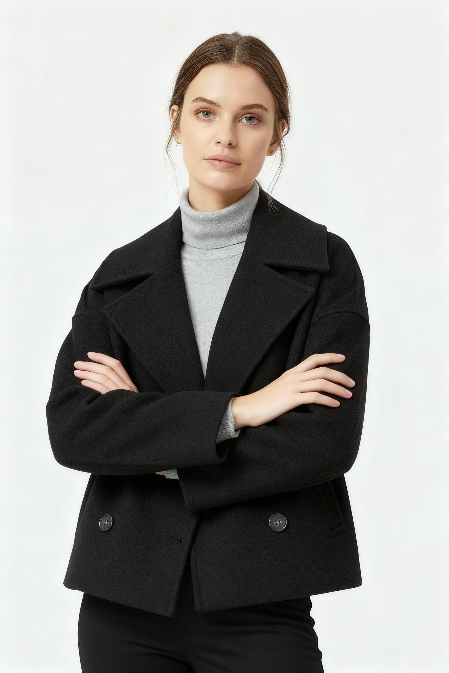 Feine Kurzschnitt Zweireiher Komfortstil Damen Kurzjacke