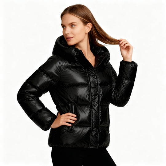 Damen Ultraleichte Steppjacke mit Kapuze und Taschen Fudus