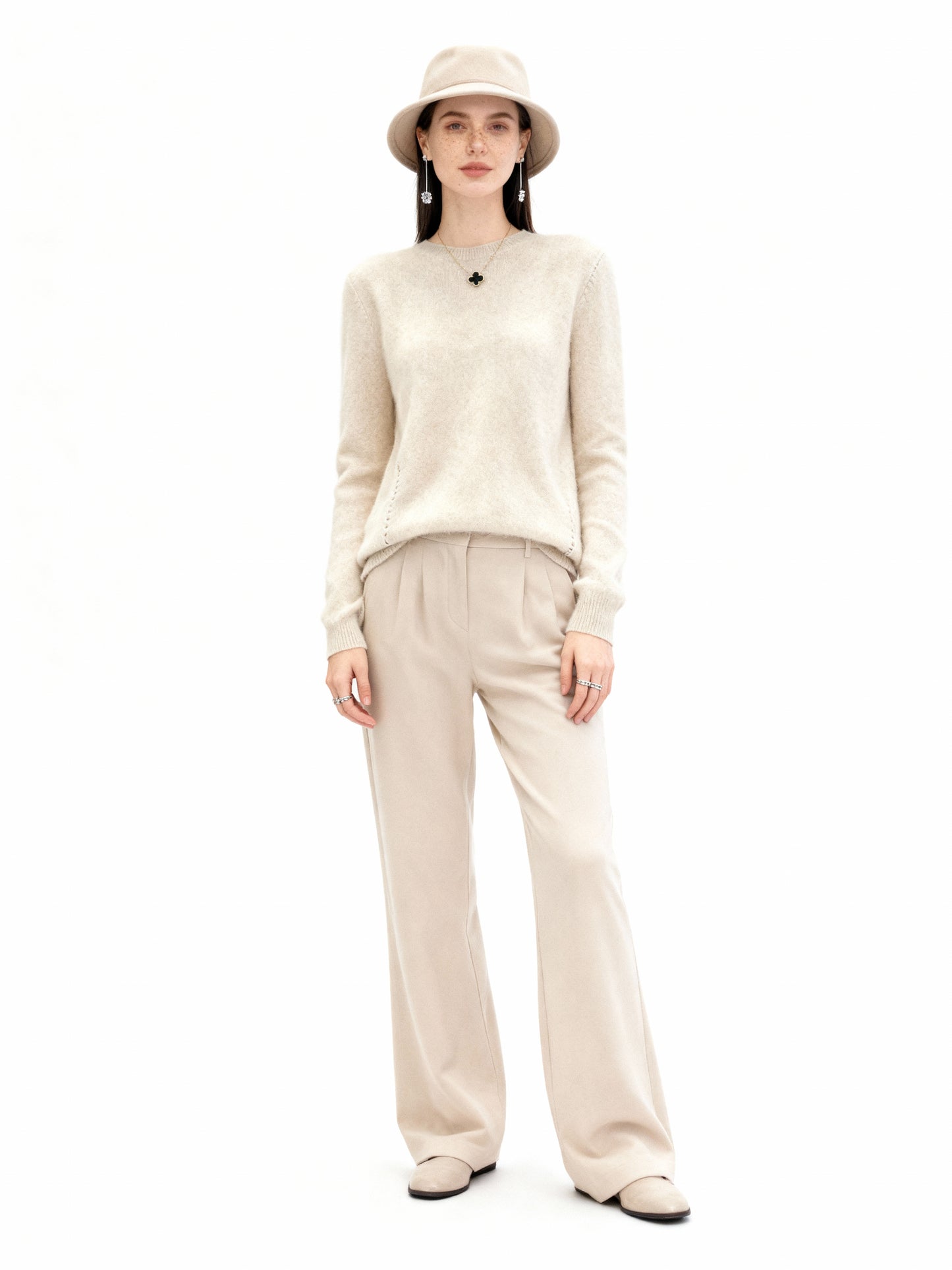 Fudus | Eleganter Weichstrick Damen Klassik-Pullover Rundhals