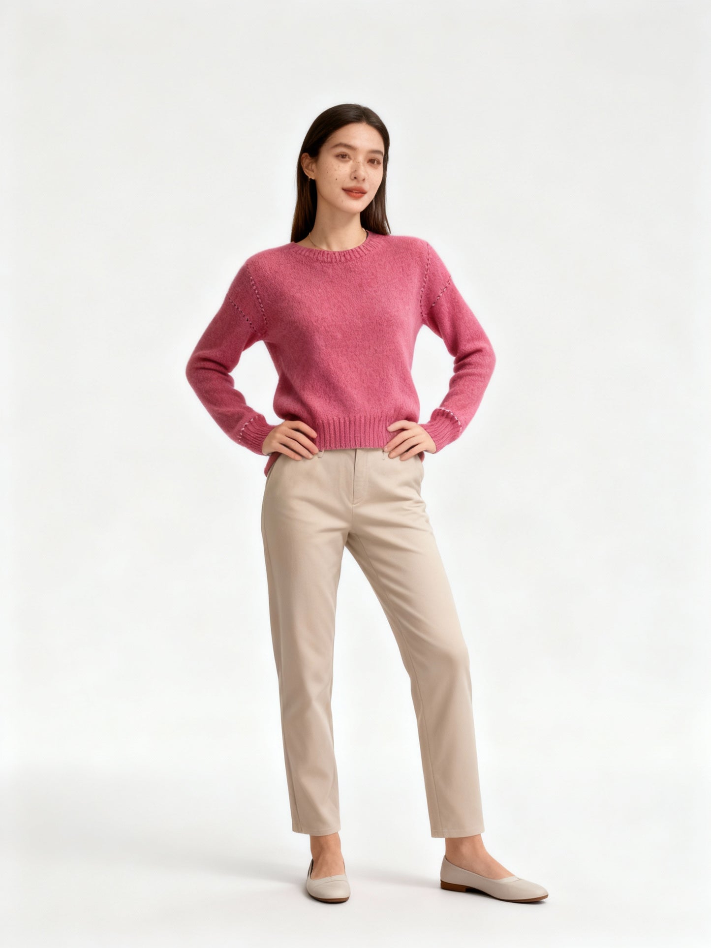 Fudus | Eleganter Weichstrick Damen Klassik-Pullover Rundhals