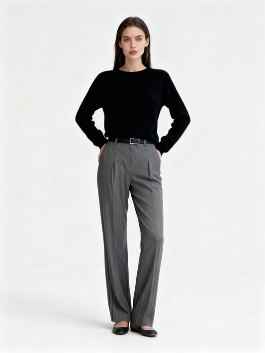 Fudus | Eleganter Weichstrick Damen Klassik-Pullover Rundhals