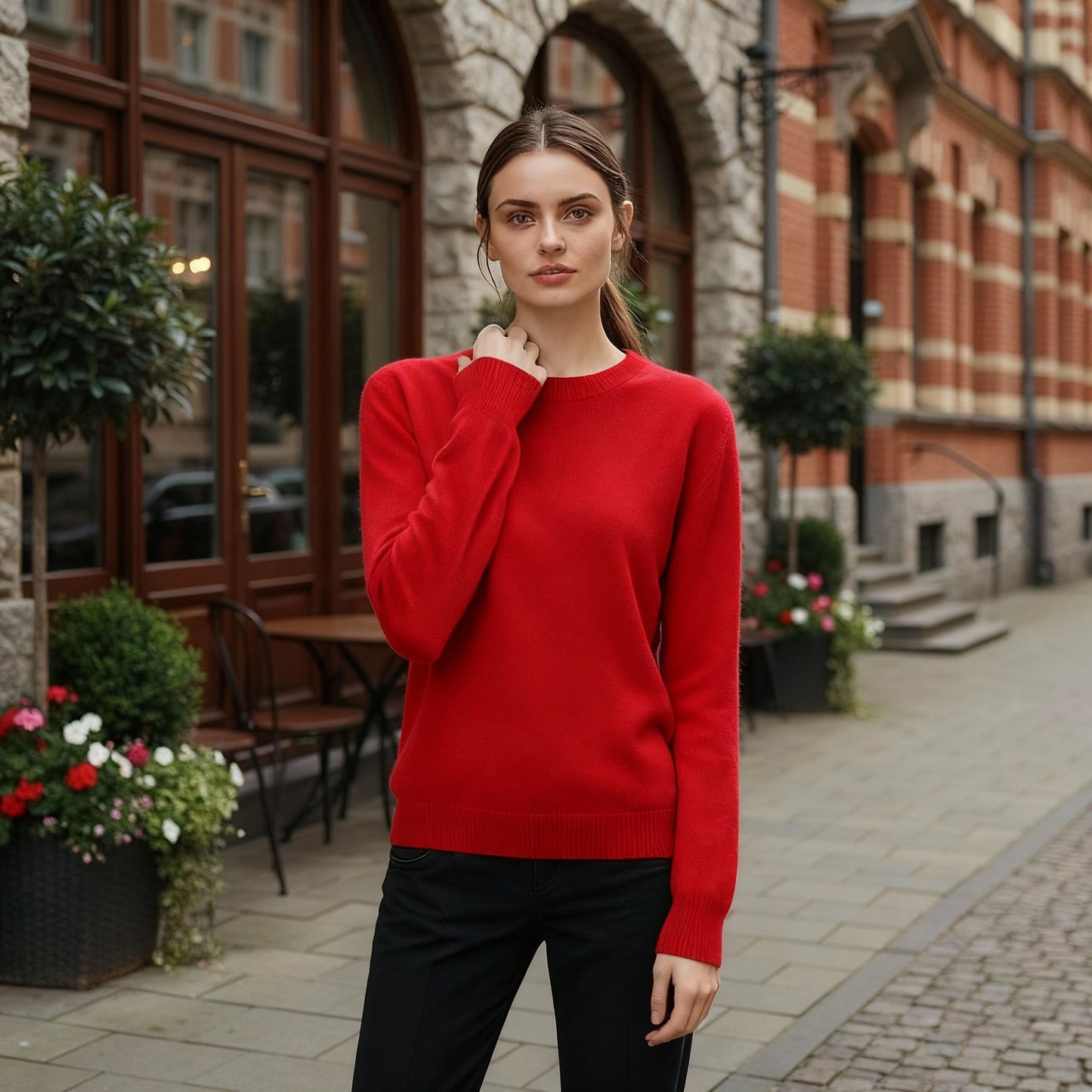 Weicher Premium Strickmode Klassischer Kaschmir Rundhals Pullover