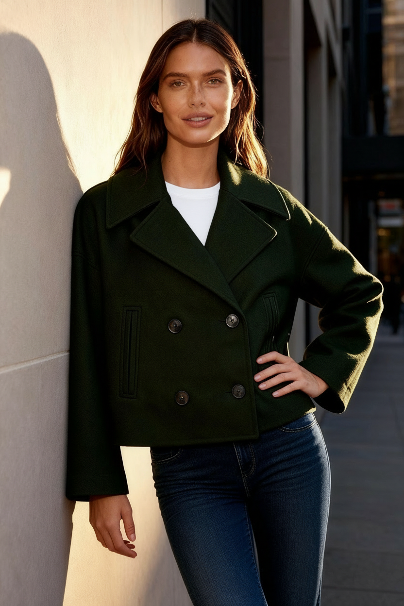 Elegante Kurzschnitt Zweireiher Klassik Damen Kurzjacke