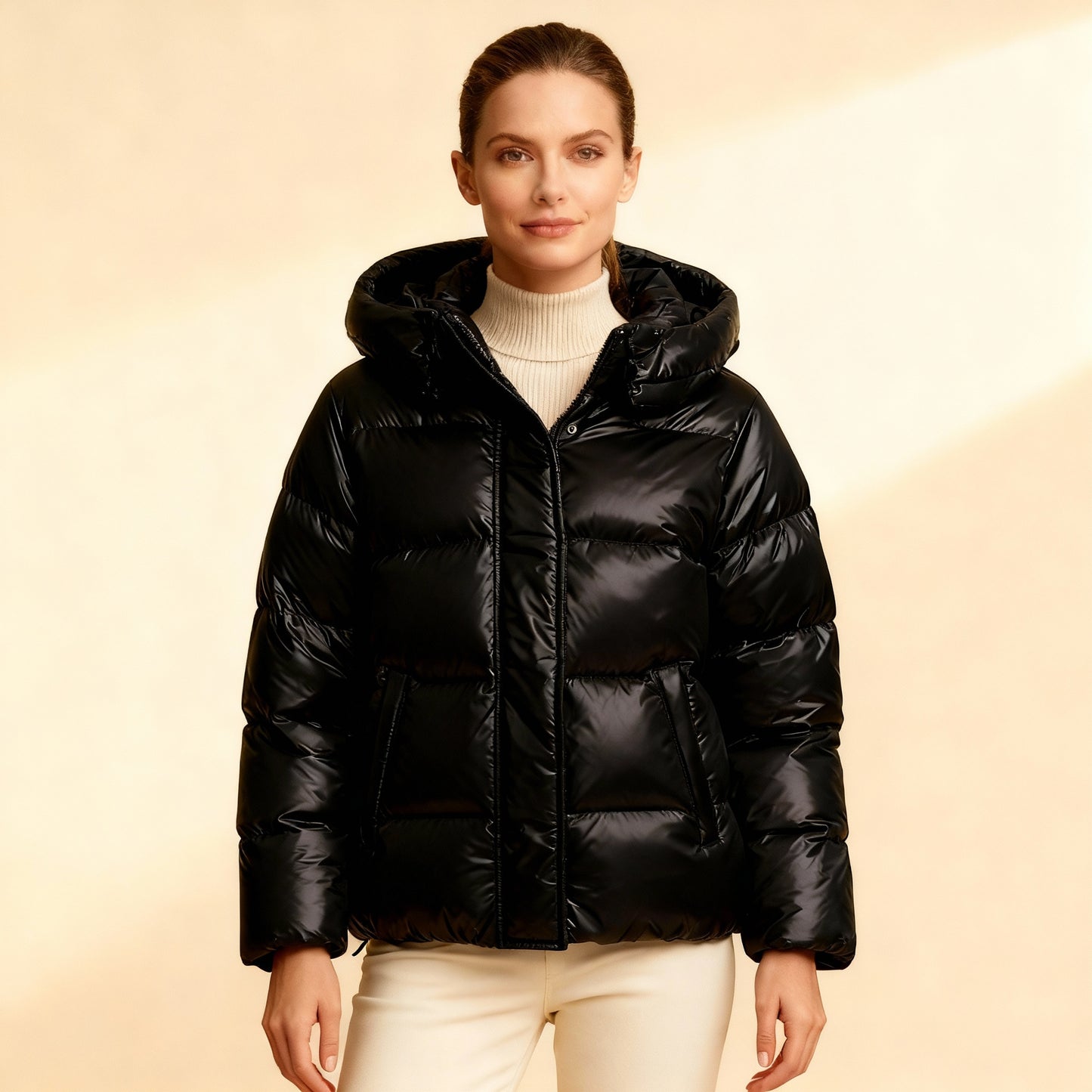 Sportliche Wärmeisolierte Komfort Steppstil Damen Kapuzen Thermojacke