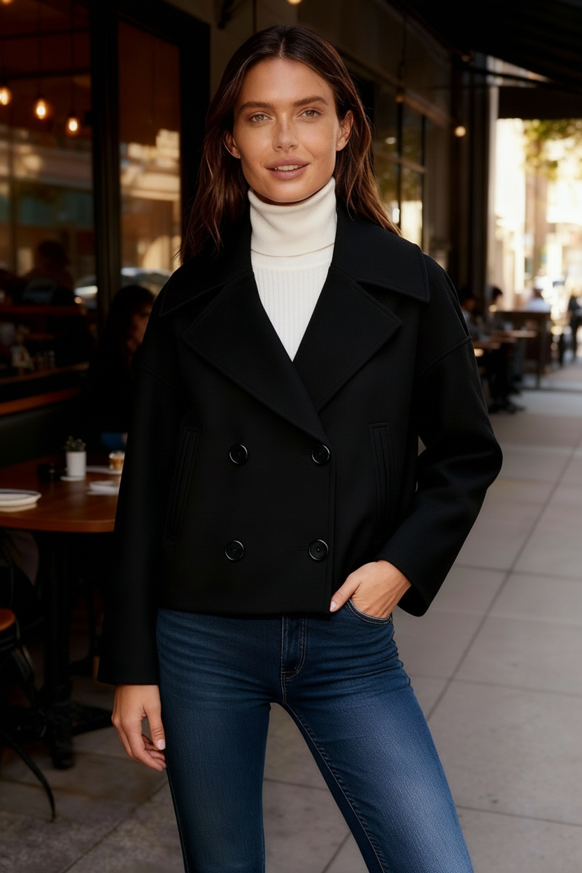 Elegante Kurzschnitt Zweireiher Klassik Damen Kurzjacke