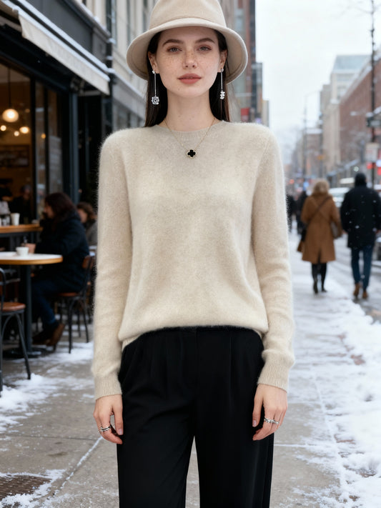 Fudus | Weicher Elegenter Wohlfühlpullover Rundhals Strick