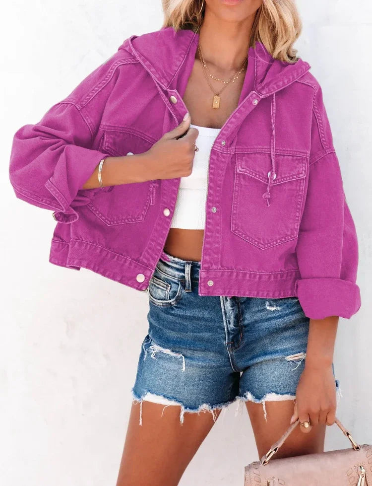 Jeansjacke Kapuze Weinlese Elegant