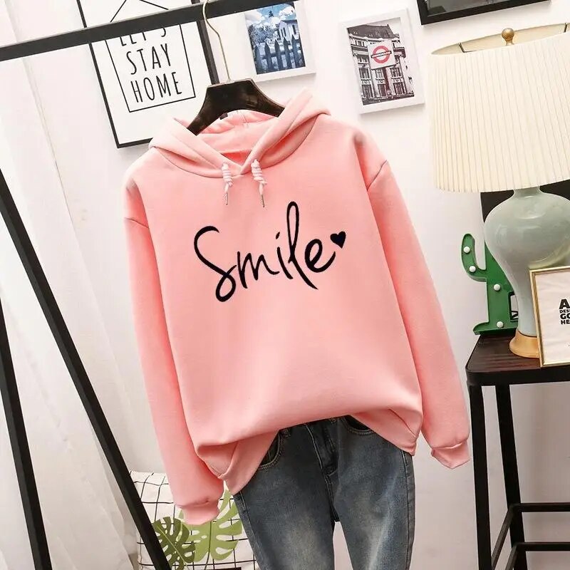 Hoodie Bequem Smile Grafik Warm
