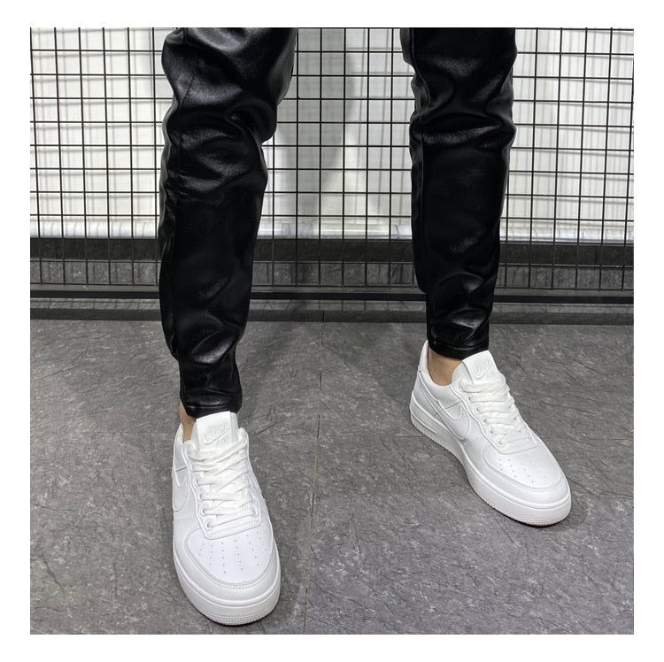 Herren Leder Hose Slim Fit