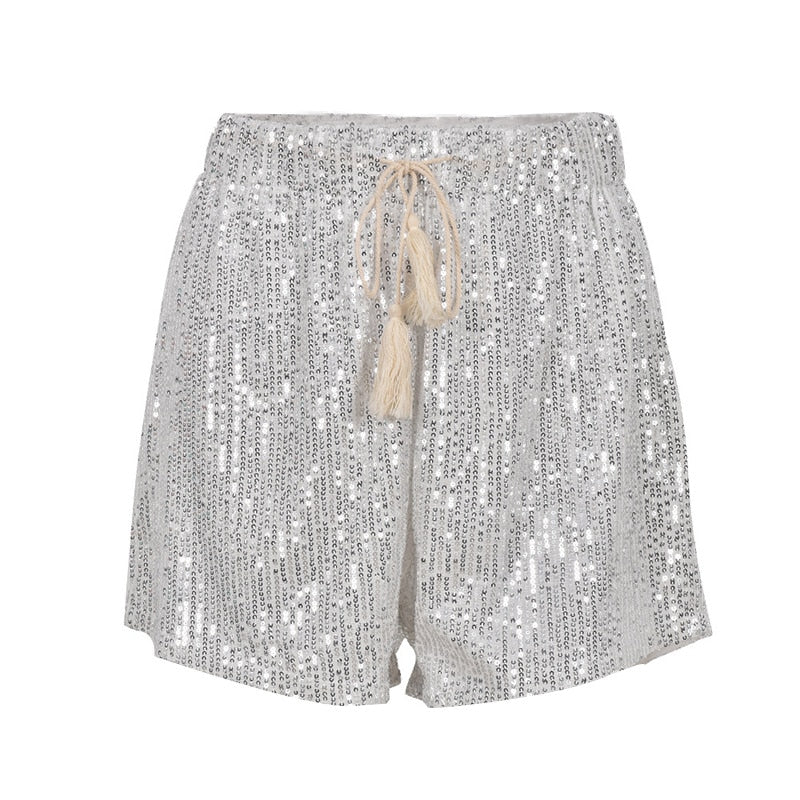 Gummierte Pailletten Shorts Glitzer Sommer