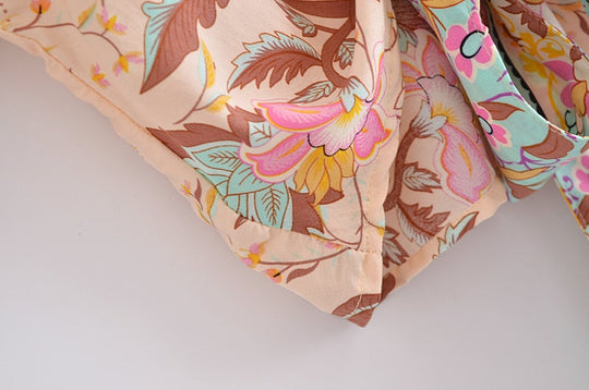 Damen Boho Blumen Print Kurzer Kimono