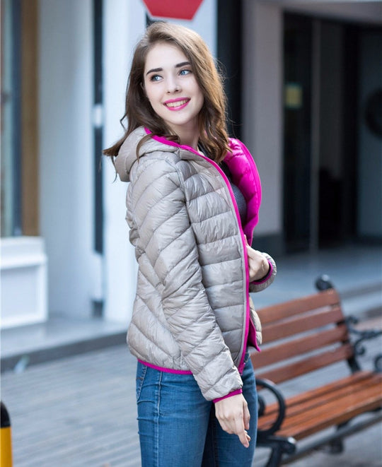 Damen Wendbare Ultra Leichte Daunenjacke