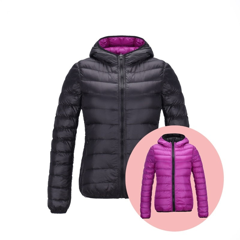 Damen Wendbare Ultra Leichte Daunenjacke