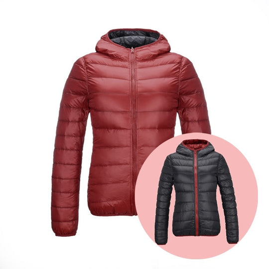 Damen Wendbare Ultra Leichte Daunenjacke