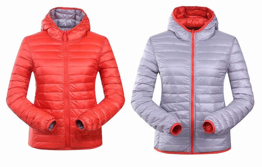 Damen Wendbare Ultra Leichte Daunenjacke