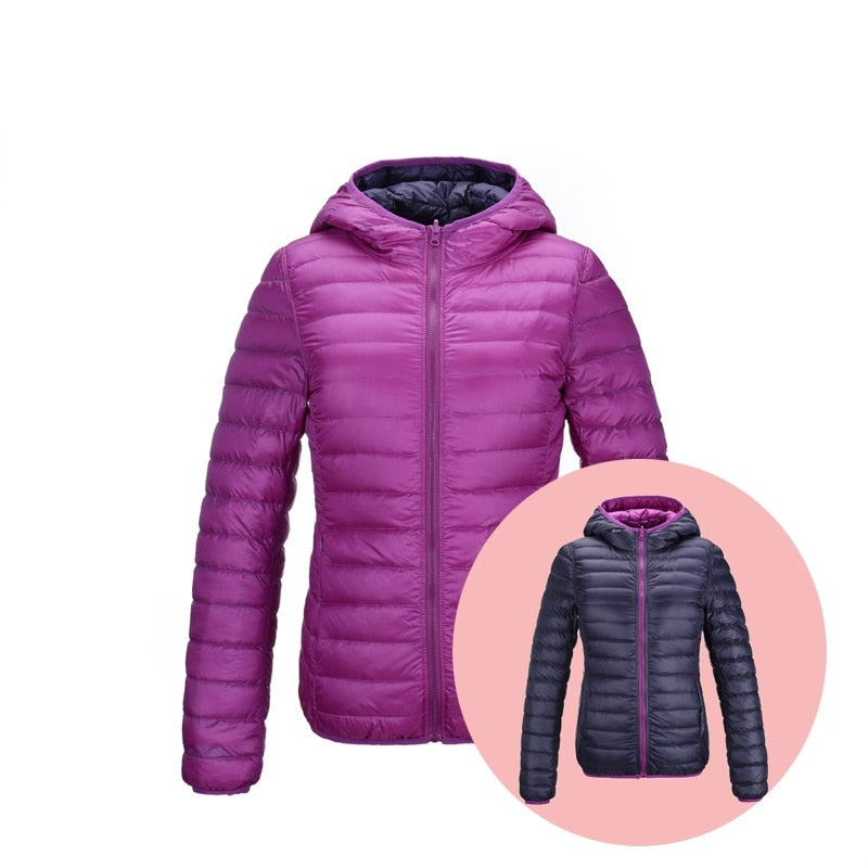 Damen Wendbare Ultra Leichte Daunenjacke