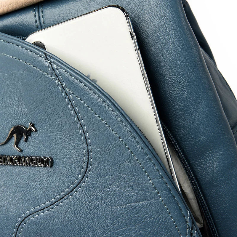 Damen Anti Diebstahl Leder Rucksack Mit Reißverschluss