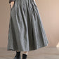 Fudus Damen Elastischer Karierter Maxi Rock - Bequemer Vintage A-Linien Stil