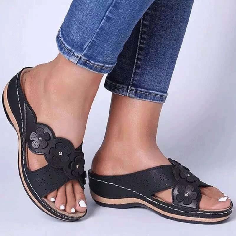 Fudus | Stilvolles Blumenmuster Orthopädische Sandalen für Frauen