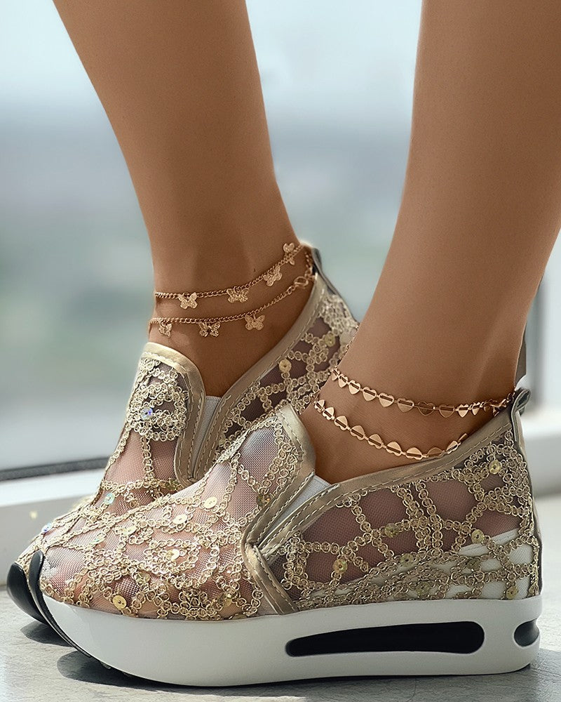 Muffin-Sneaker mit Pailletten