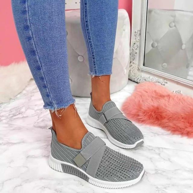 Damen Orthopädische Slip On Schuhe Mit Klettverschluss
