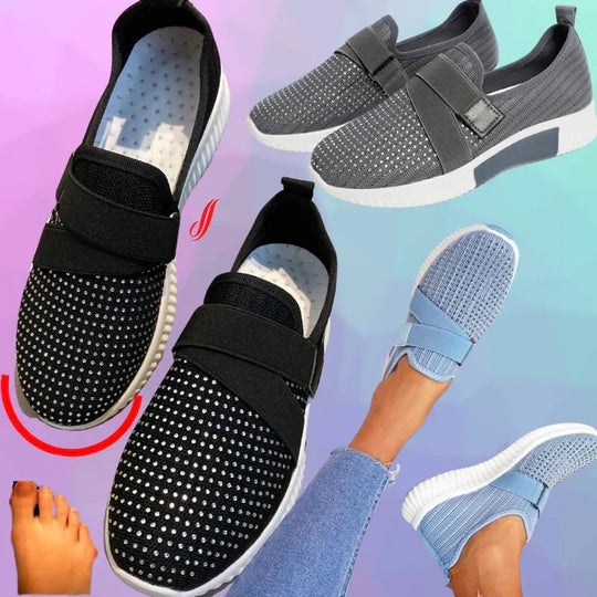 Damen Orthopädische Slip On Schuhe Mit Klettverschluss
