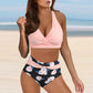 Damen Bikini mit Hoher Taille und Animal-Print