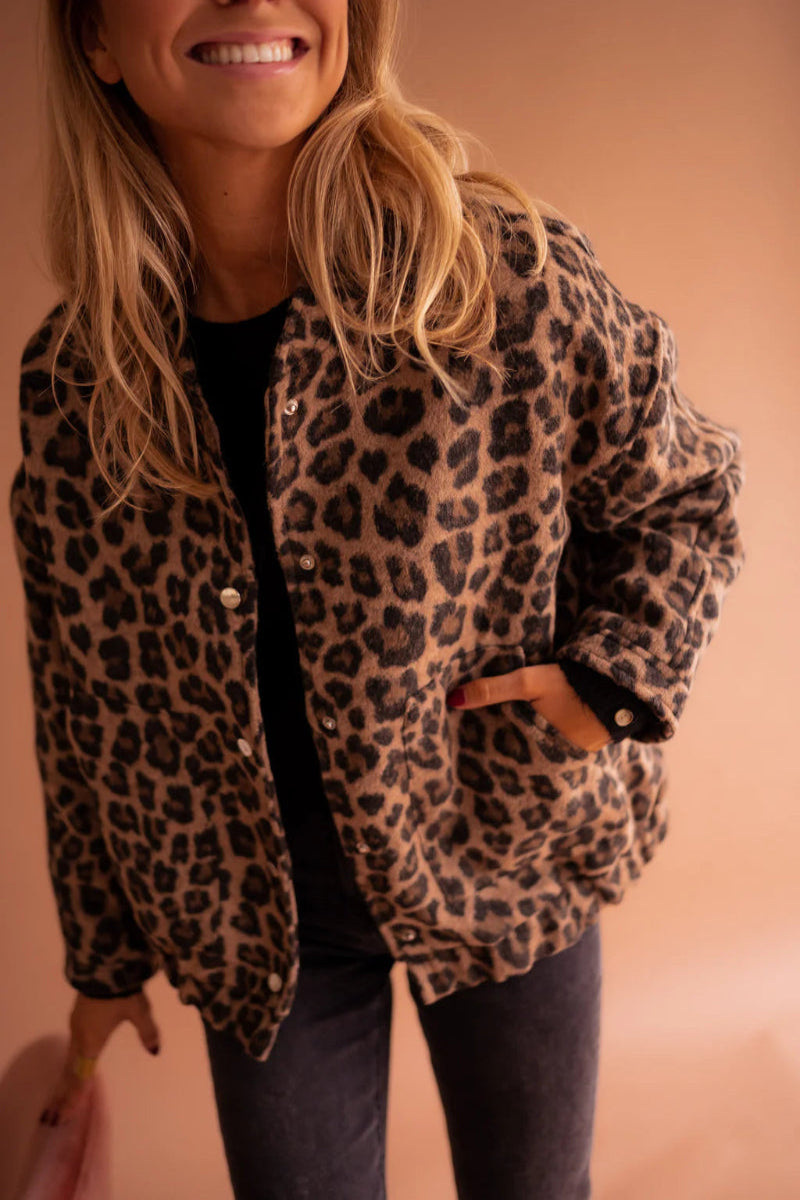 Damen Bomberjacke Leopard