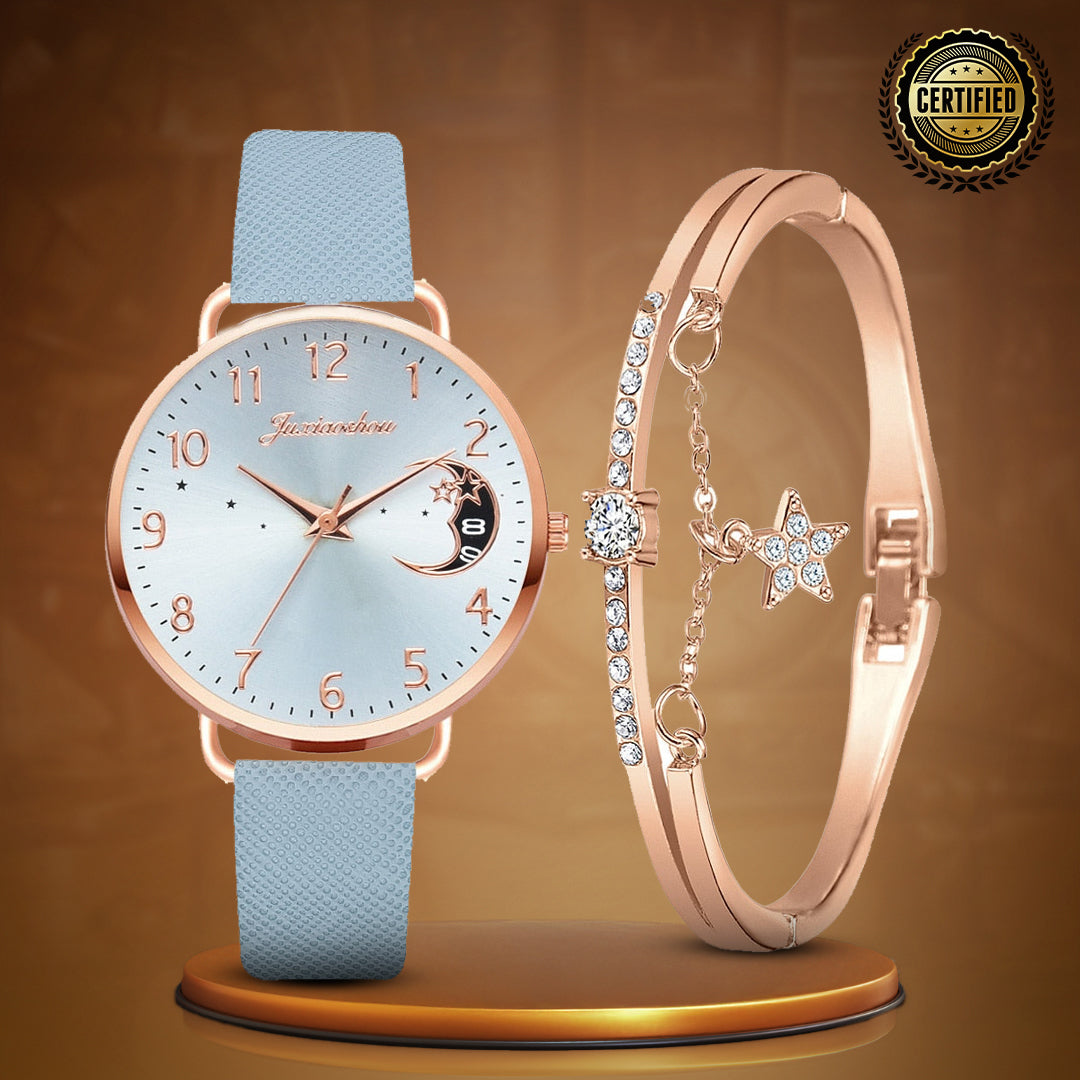 Damen Leichtgewicht Mond Inspirierte Armbanduhr Und Armbänder Satz