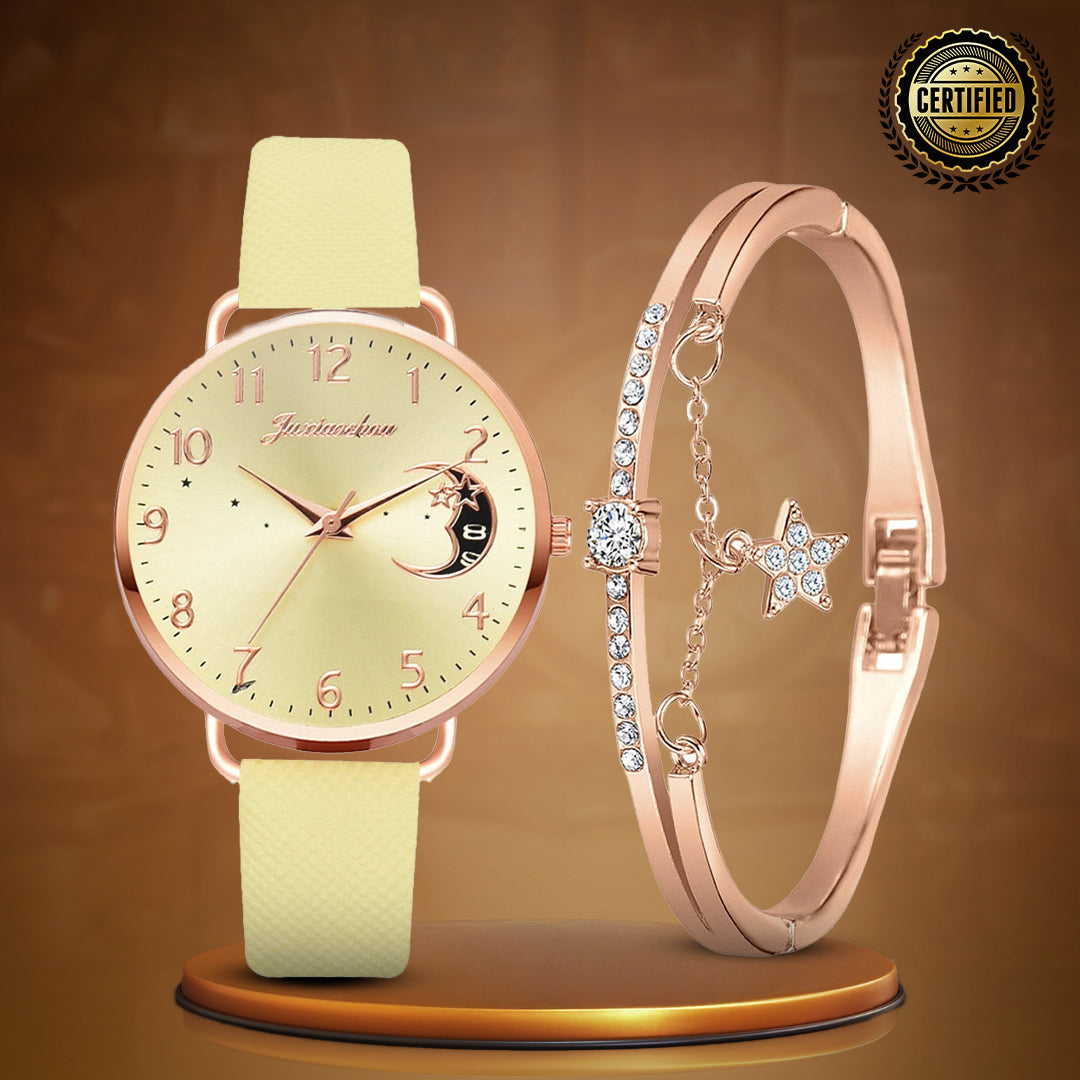 Damen Leichtgewicht Mond Inspirierte Armbanduhr Und Armbänder Satz