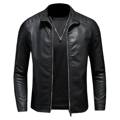 Herren Slim Fit Bikerjacke aus hochwertigem Leder