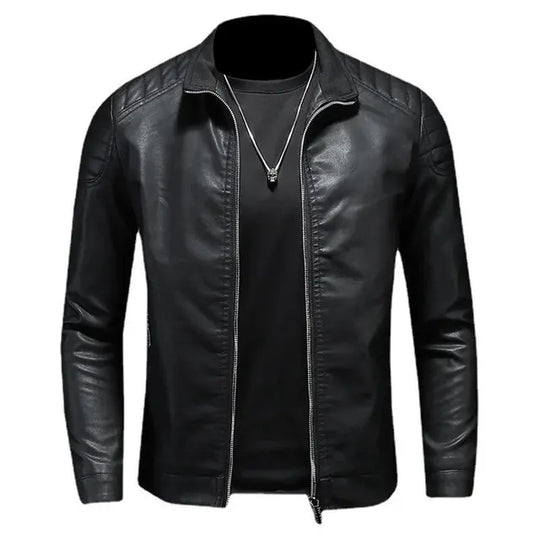 Herren Slim Fit Bikerjacke aus hochwertigem Leder