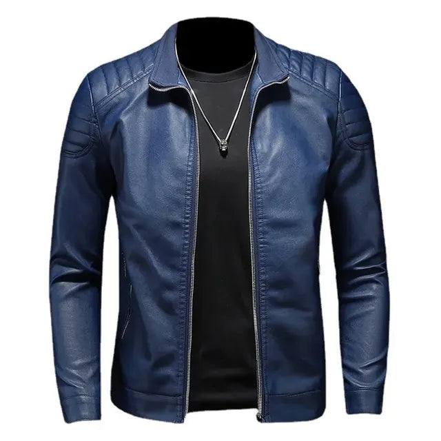 Herren Slim Fit Bikerjacke aus hochwertigem Leder