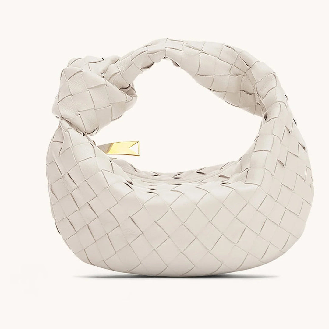 Damen Luxuriöse Geflochtene Handtasche Mit Knopfdetail