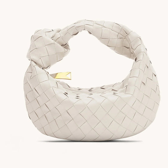 Damen Luxuriöse Geflochtene Handtasche Mit Knopfdetail