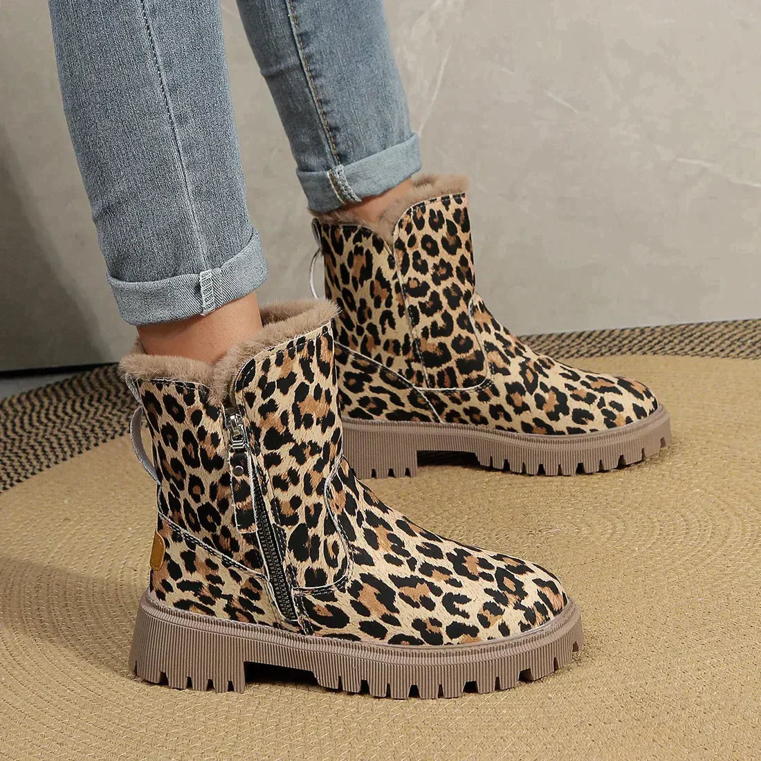 Larissa Stylische Stiefel mit Leopardenmuster