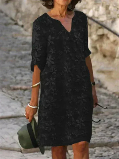 Fudus | Sommerkleid Aus Baumwolle Und Leinen Mit Blumenmuster