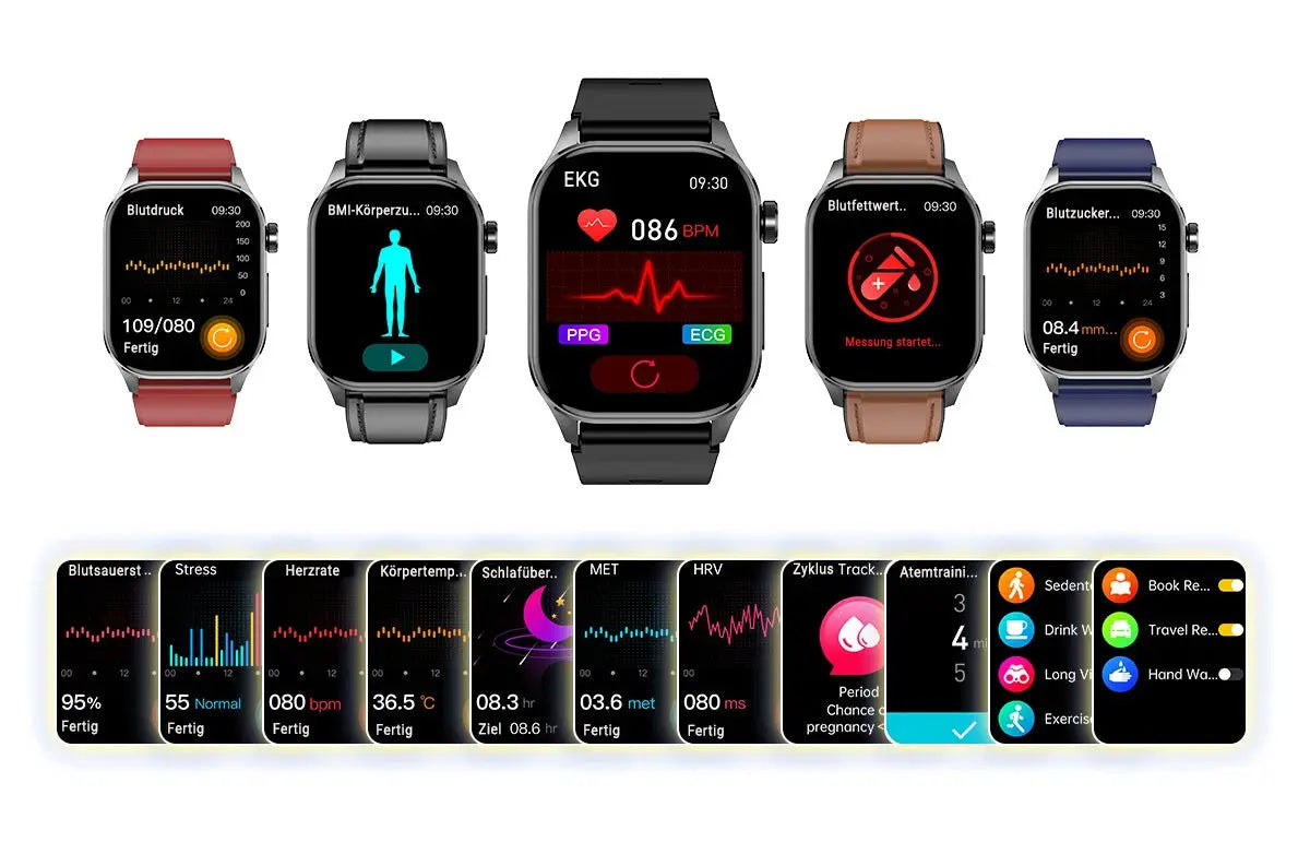 Unisex Gesundheitsüberwachungs Smartwatch Mit SOS Funktion