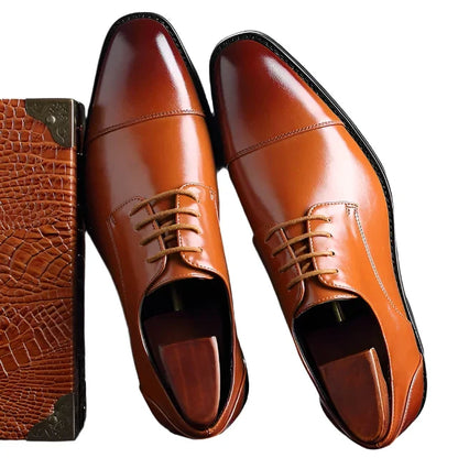 Herren Retro Derby Schuhe Aus Leder