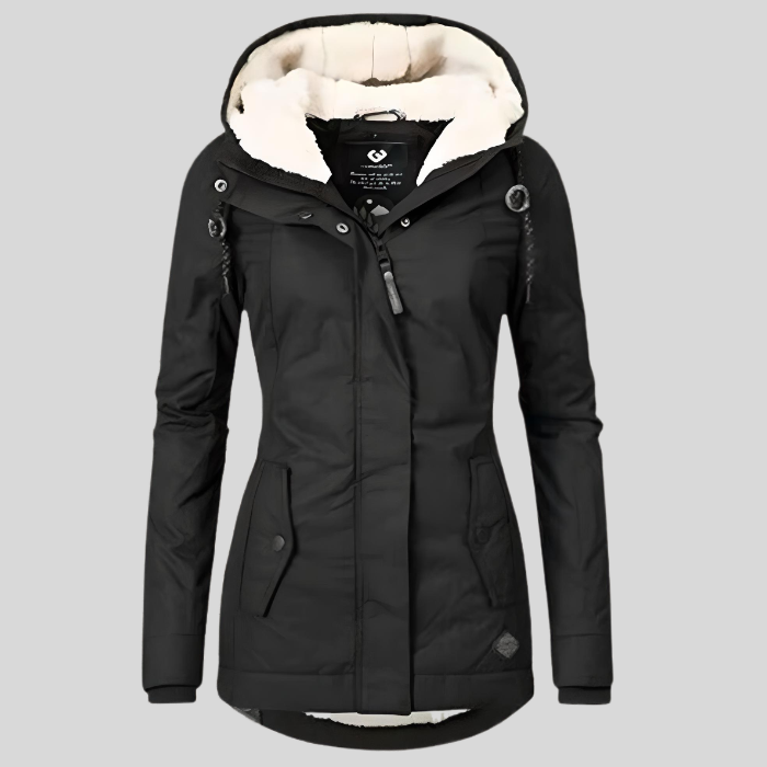 Damen Wasserdichte Winterjacke Mit Kapuze Und Kuscheligem Futter