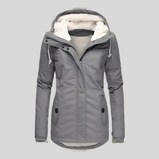 Damen Wasserdichte Winterjacke Mit Kapuze Und Kuscheligem Futter