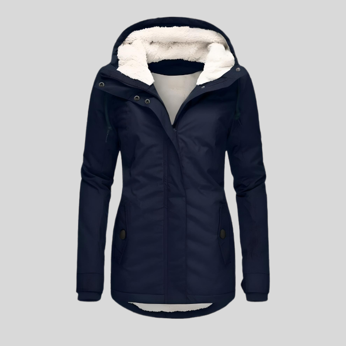 Damen Wasserdichte Winterjacke Mit Kapuze Und Kuscheligem Futter